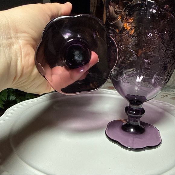 Princess House Fantasia 7" Amethyst Iced Tea Goblets Set Of 2 Purple Glasses - Picture 4 of 7